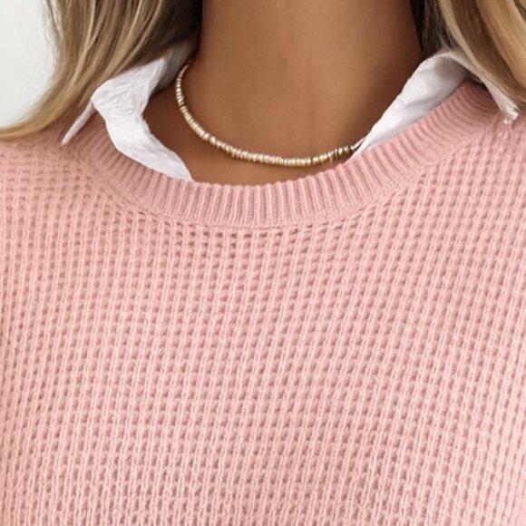 NWT Dakini  Relaxed Fit Crochet Waffle Knit Sweater Tunic With Zip Sides - Picture 2 of 8